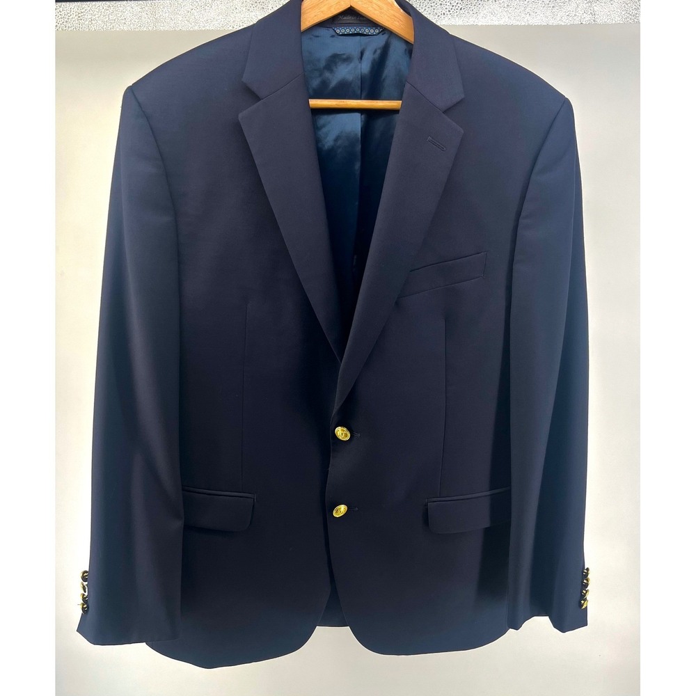 Lauren Ralph Lauren Blazer Men 40R Navy Blue Gold Button Wool Blend Sport 0772
